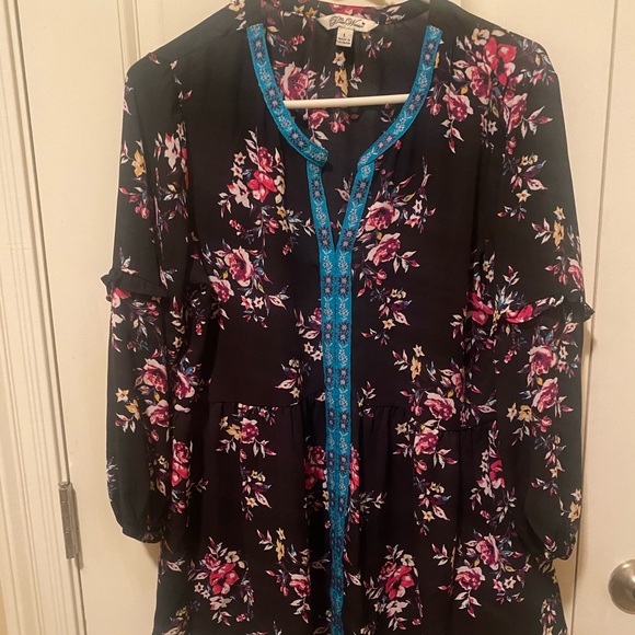 The Pioneer Woman Tops - The Pioneer Woman Floral Blouse - Size L Black and Blue